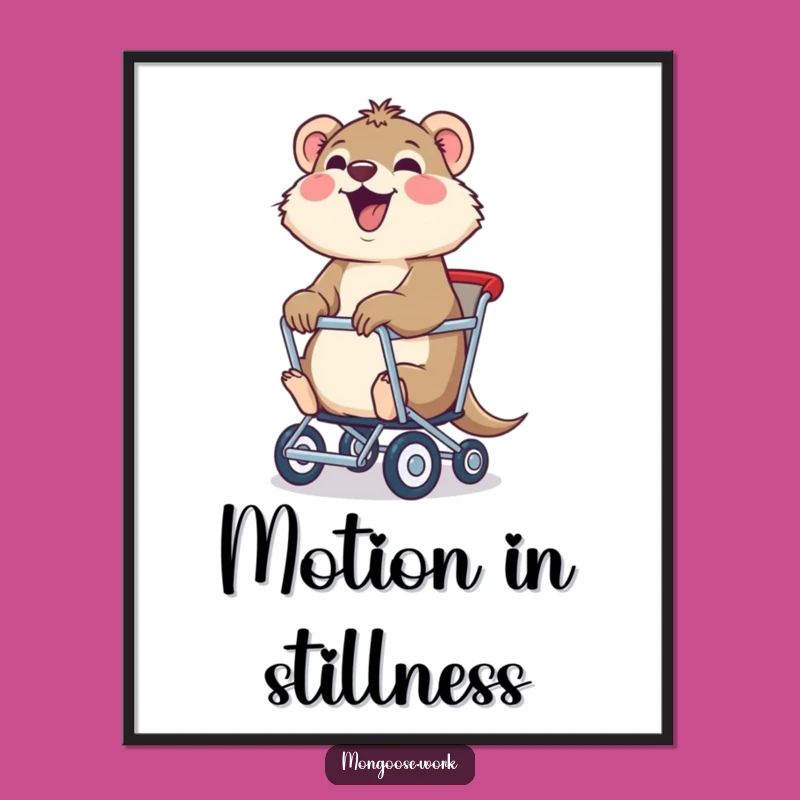 Funny Mongoose Chair Digital Art: Joyful Ride Print, Instant Whimsical Decor