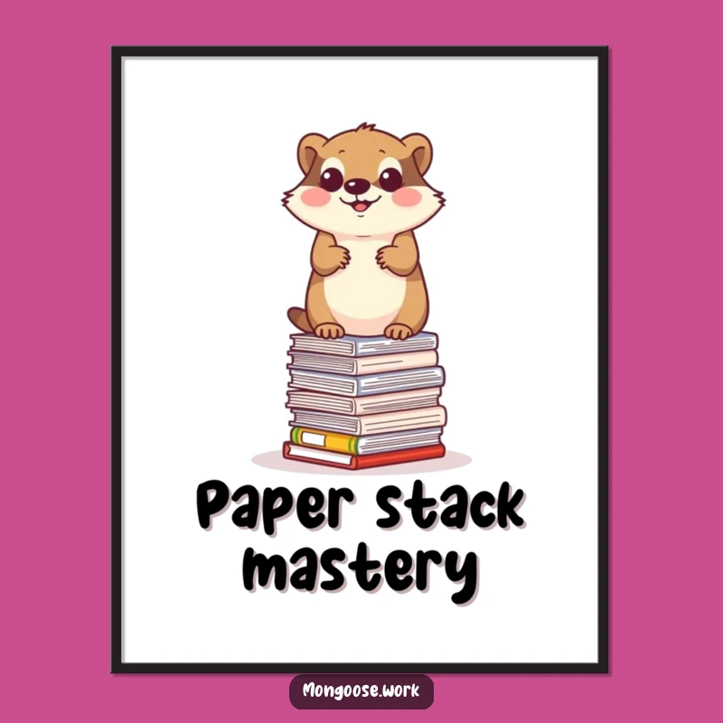 Funny Mongoose Paper Balance Digital Art - Instant Office Acrobatics Download Gift