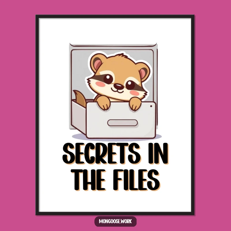 Funny Mongoose Digital Art - Office Character Peeking, Printable & Hilarious Decor