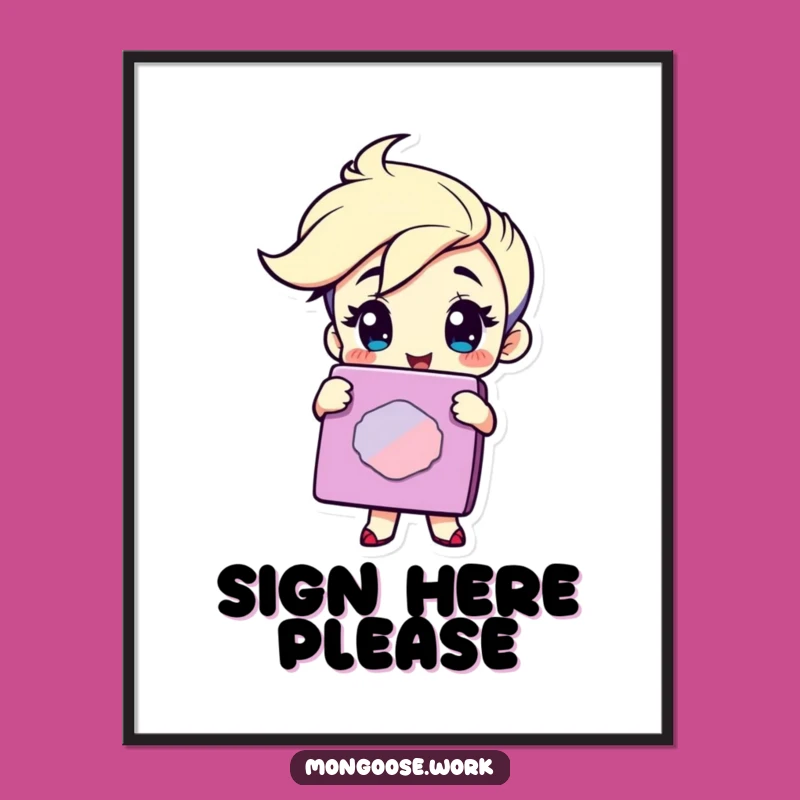 Funny Winking Stamp Digital Art: Approval Character Print for Instant Humor