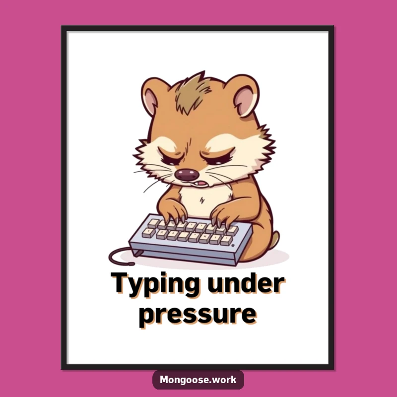 Funny Mongoose Typing Digital Art: Instant Humor for Your Workspace