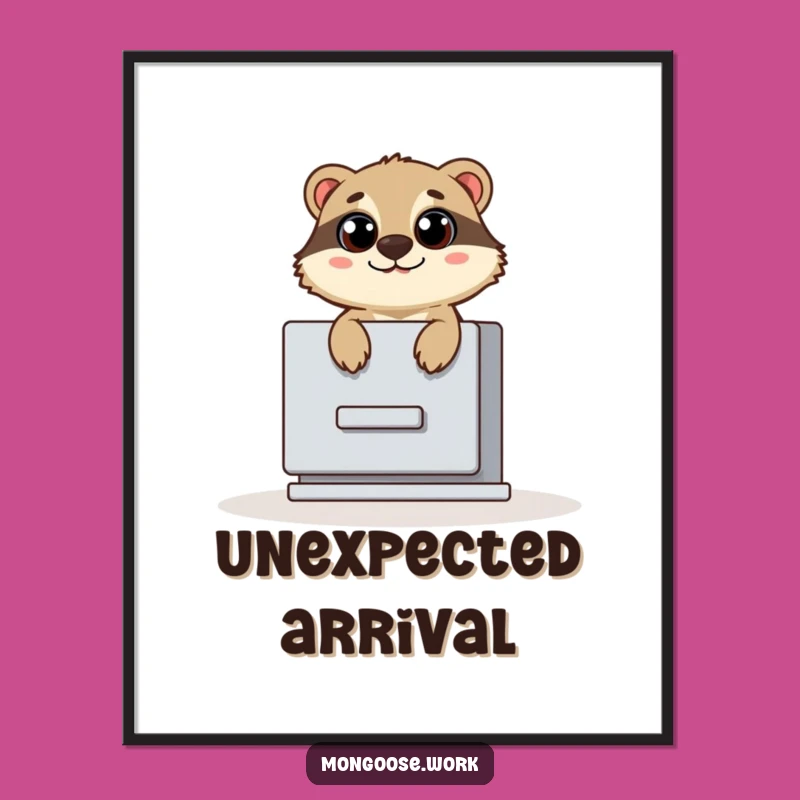 Funny Filing Cabinet Mongoose Digital Art: Mongoose's Surprise Reveal, A Whimsical Funny Gift for Walls