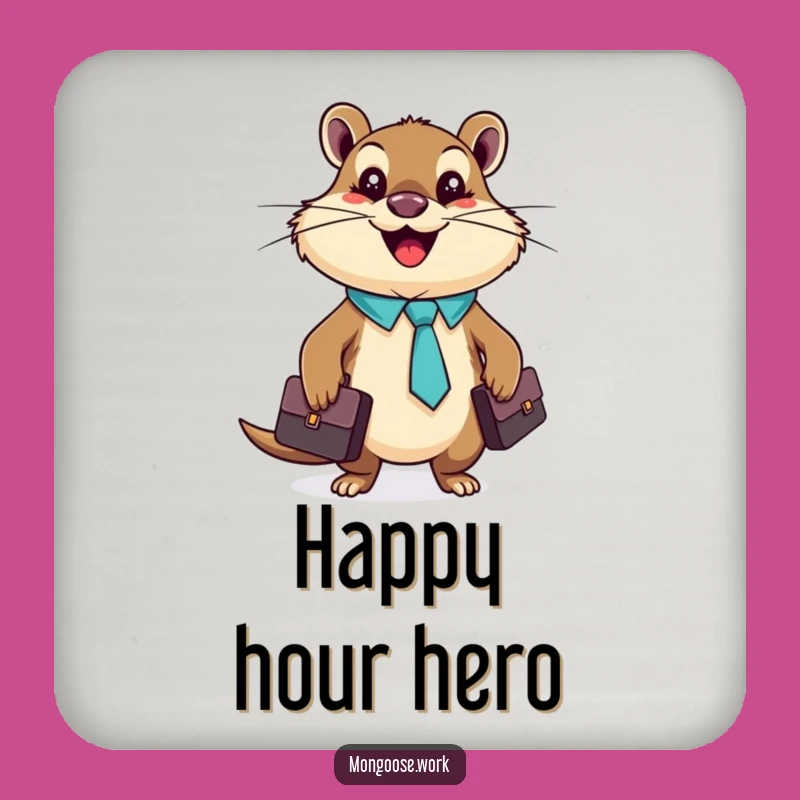 Funny Mongoose Business Coaster, Protect Surfaces with Professional Charm