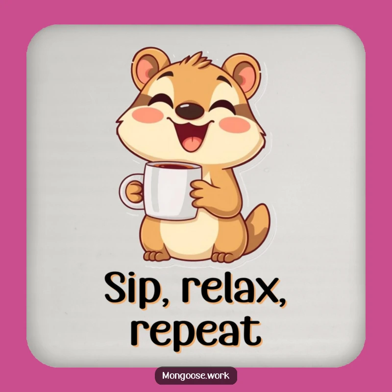 Funny Mongoose Drink Coaster: Happy Character Art, Protects Surfaces with Humor, Great Funny Gift