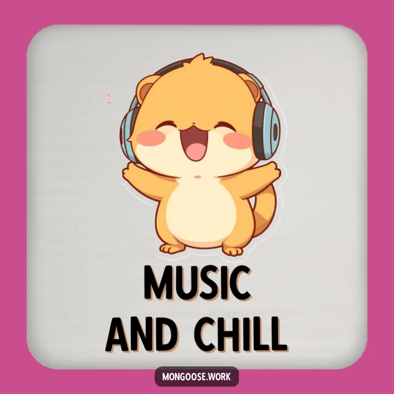 Funny Mongoose Drink Coaster: Music Lover's Art, Bobbing Head Character, Unique Funny Gift