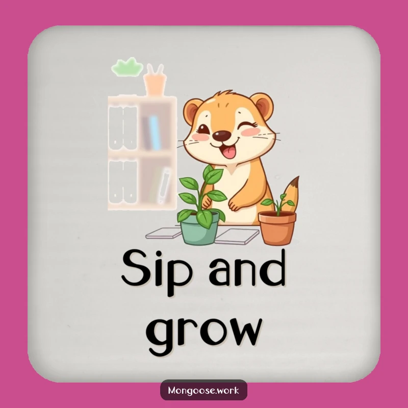 Funny Mongoose Plant Coasters: Protect Surfaces with Desk Charm, Set of Funny Gifts