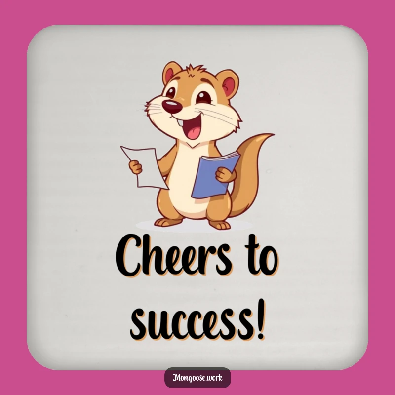 Funny Mongoose Report Coasters: Protect Surfaces with Success Charm