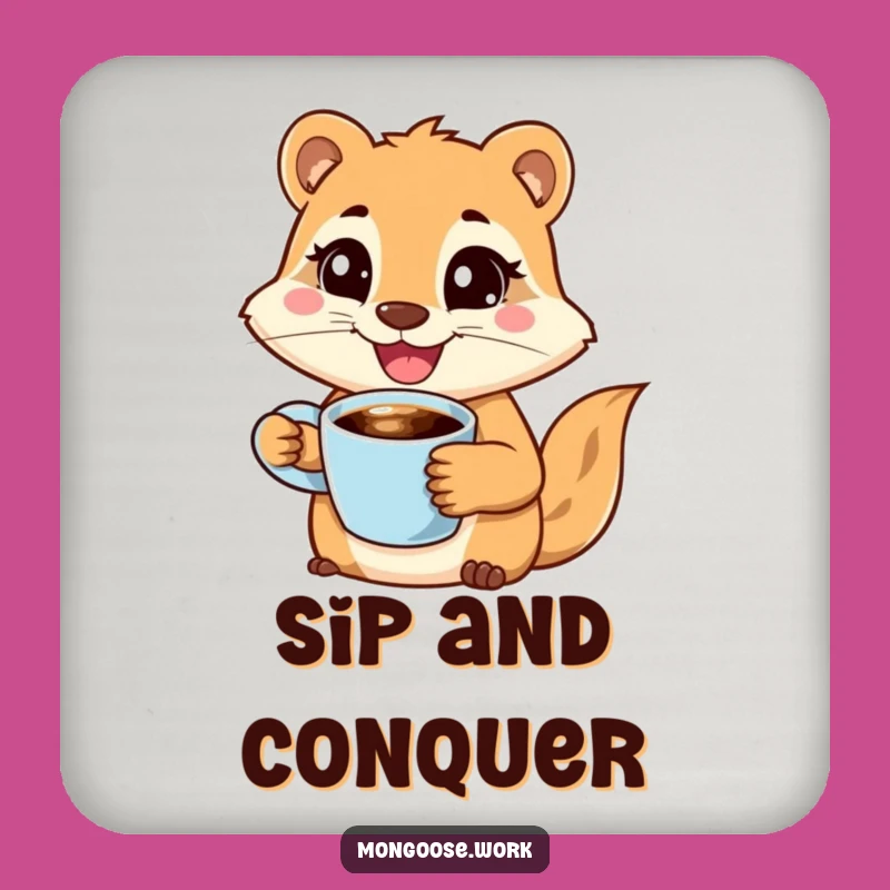 Funny Determined Mongoose Coffee Coaster - Hilarious Morning Protection