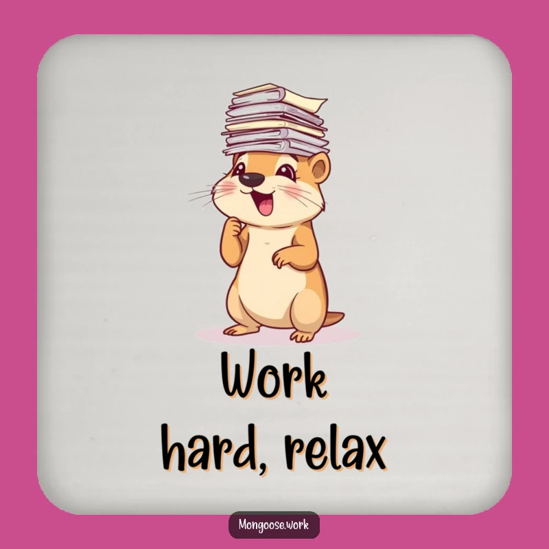 Funny Mongoose Paperwork Coaster Set: Hilarious Drink Protection Gift