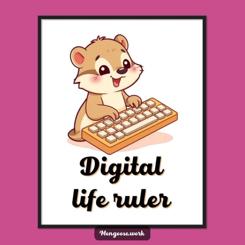 Funny Mongoose Keyboard Poster - Quirky Wall Art, Perfect Funny Gift Idea