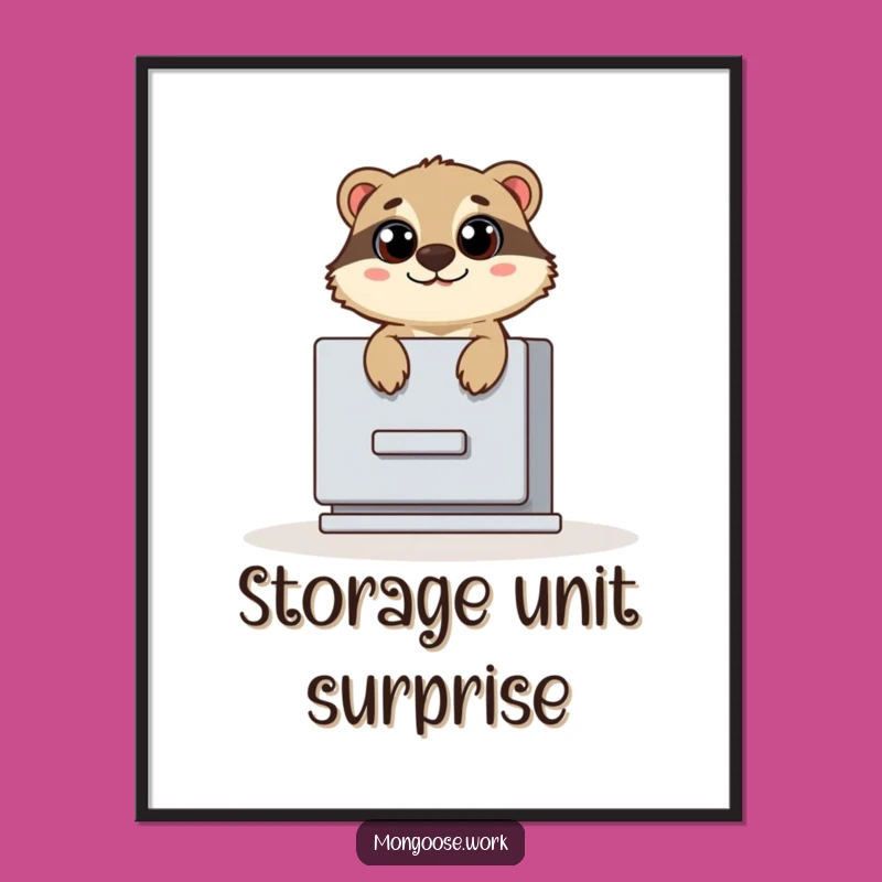 Funny Filing Cabinet Mongoose Poster: Mongoose's Shocking Reveal Art, A Whimsical Funny Gift for Walls