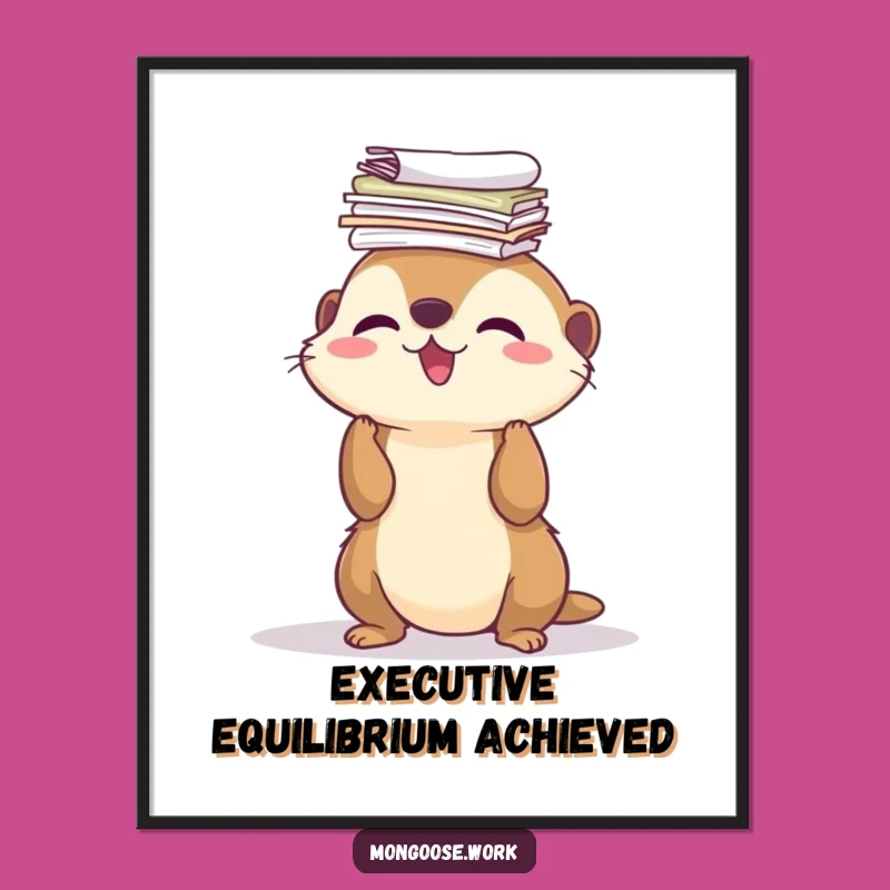 Funny Mongoose Paper Balancing Poster - Adorable Wall Art for Office and Home