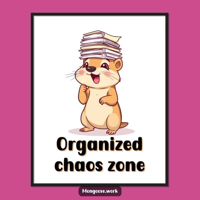 Funny Mongoose Paper Sorting Poster: Hilarious Office Wall Art Gift
