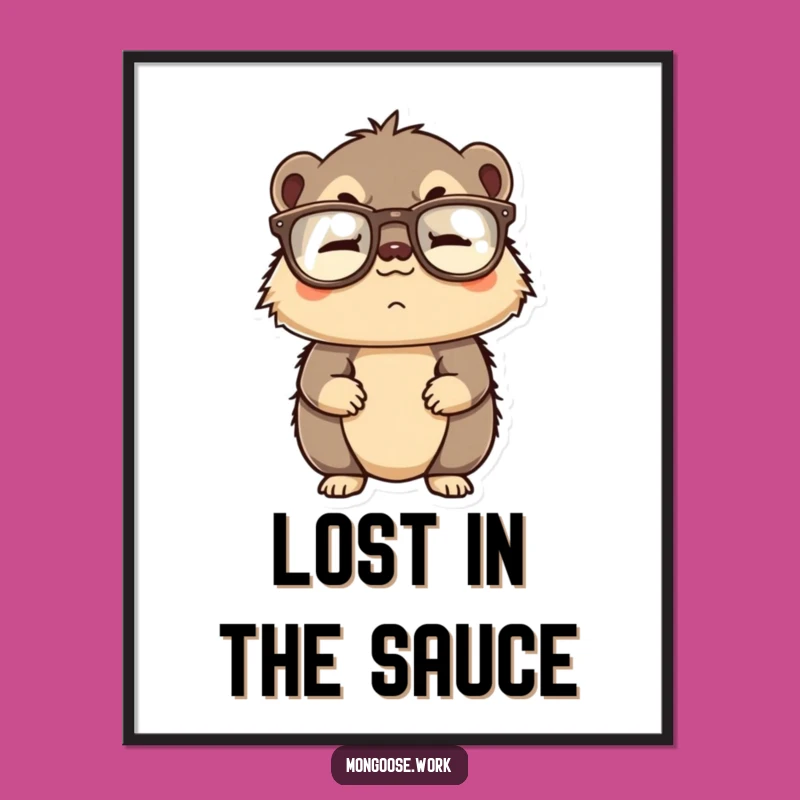 Funny Mongoose Poster - Upside Down Glasses Wall Art Decor