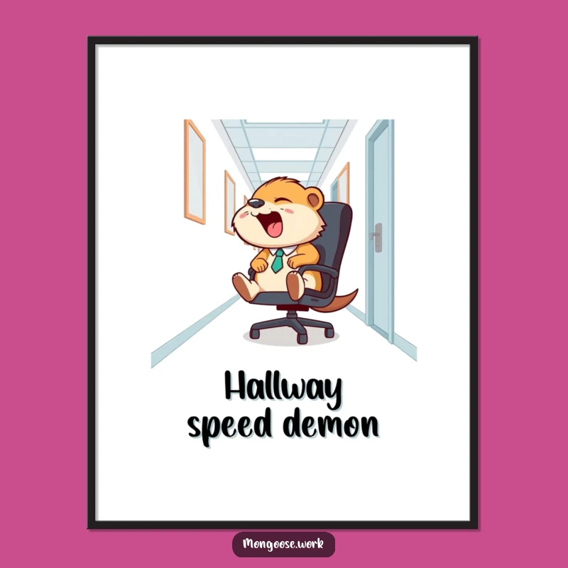Funny Mongoose Office Chair Poster: Hilarious Workplace Wall Art for Instant Smiles