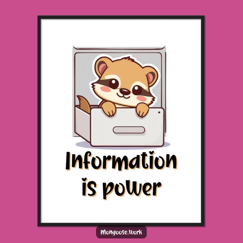 Funny Mongoose Poster - Office Character Peeking, Humorous Wall Art & Gift