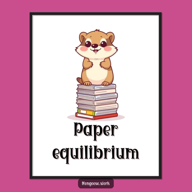Funny Mongoose Paper Balance Poster - Hilarious Office Acrobatics Art Gift