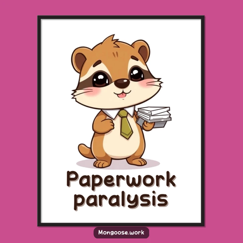 Funny Mongoose Tie Poster: Whimsical Wall Art for Offices