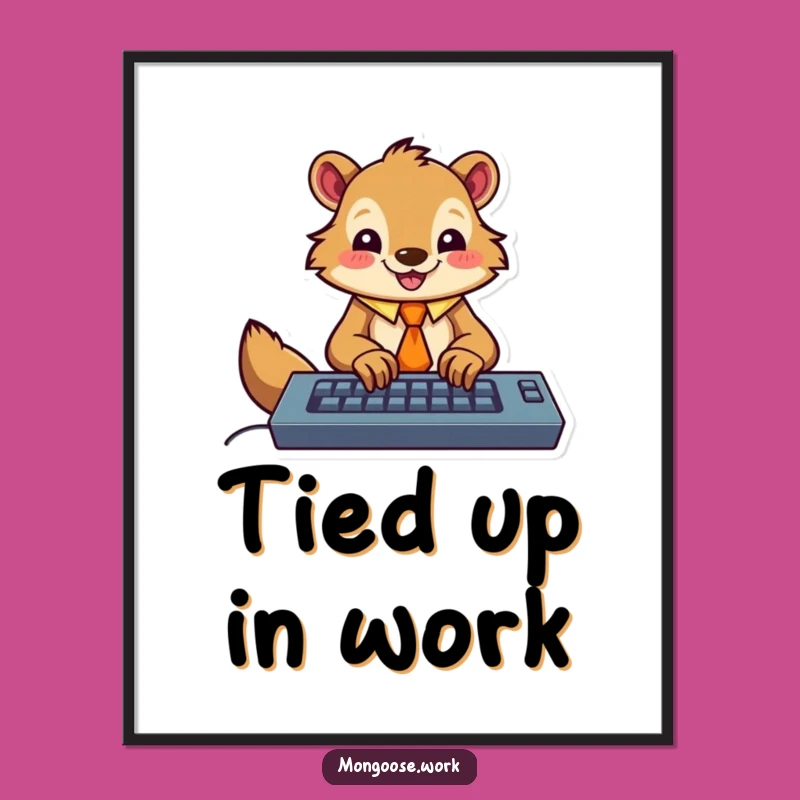 Funny Mongoose Typing Poster - Hilarious Office Wall Art for Professionals