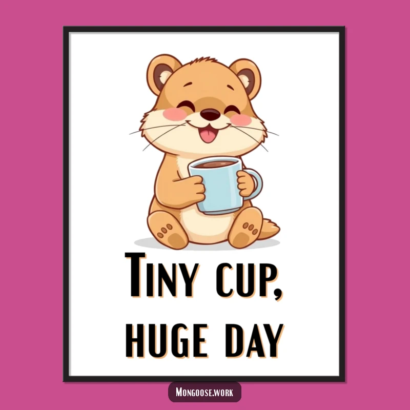 Funny Mongoose Coffee Poster: Happy Sipping, Inspiring Funny Gift Art