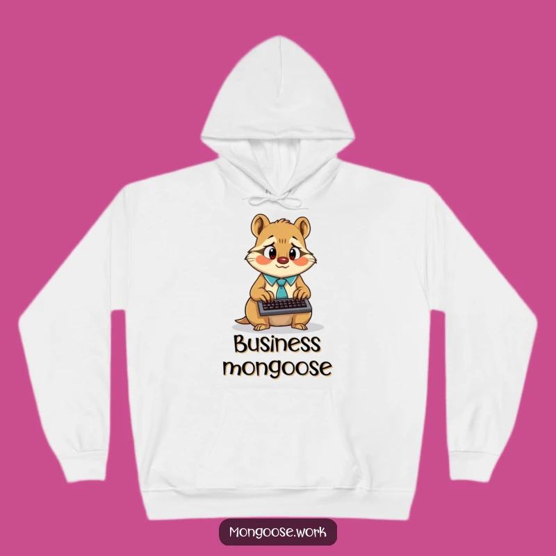 Cozy Funny Mongoose Hoodie, Frantic Typing, Workaholic Comfort Gift