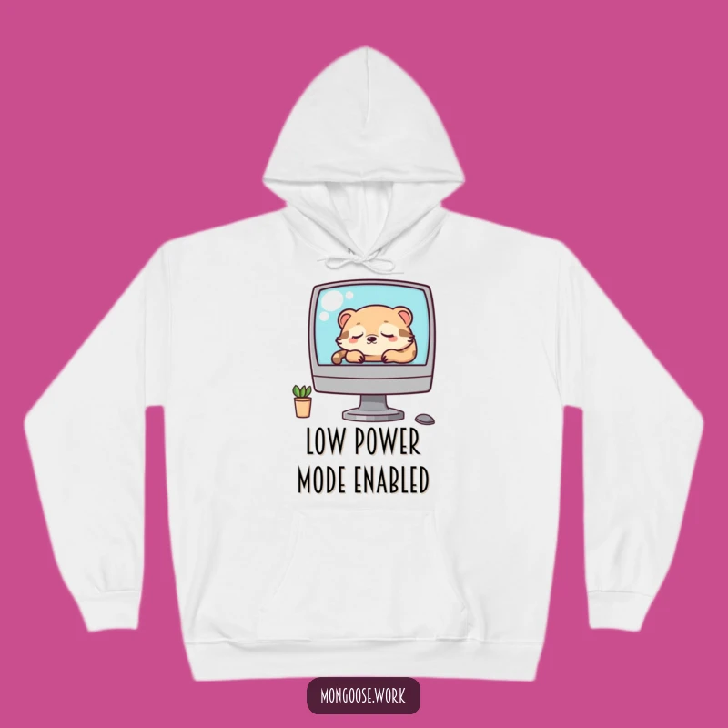 Cozy Funny Kawaii Mongoose Napping Hoodie: Warm Sleepy Office Vibes