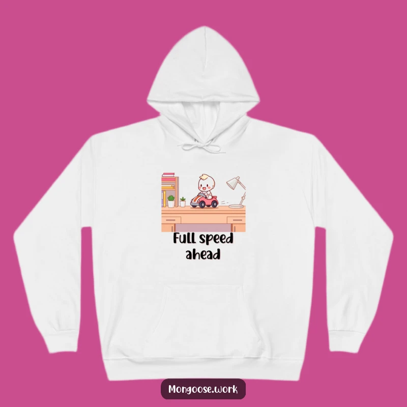 Funny Desk Racer Hoodie: Cozy Character Sweatshirt for Playful Comfort