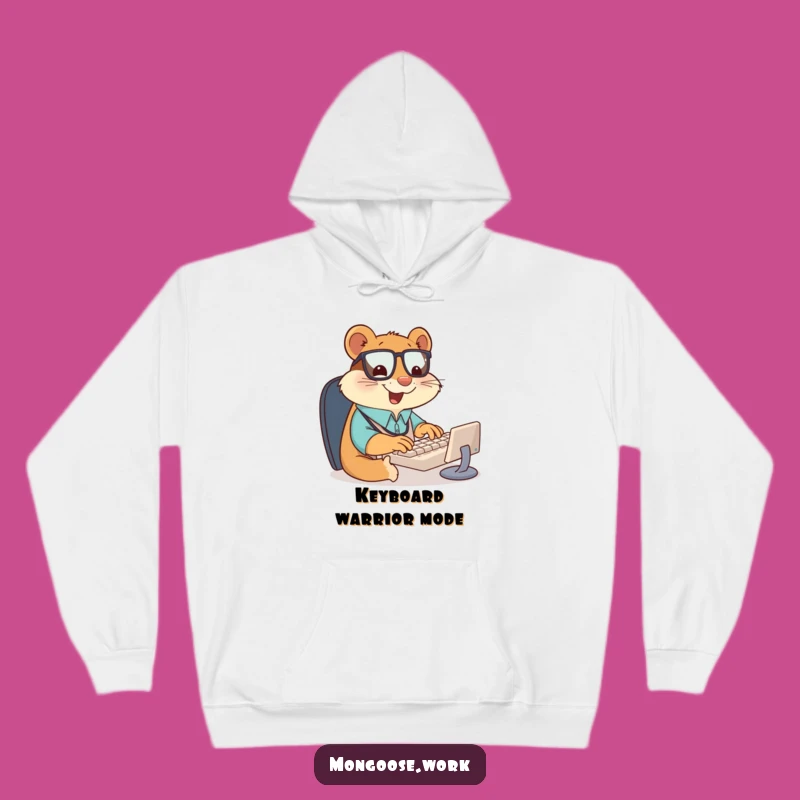 Funny Mongoose Office Worker Hoodie: Cozy & Hilarious Typing Sweatshirt
