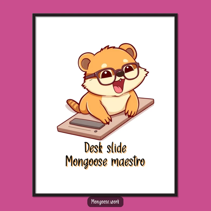 Funny Free Printable Wall Art: Sliding Mongoose Desk Racer, Downloadable Quirky Decor