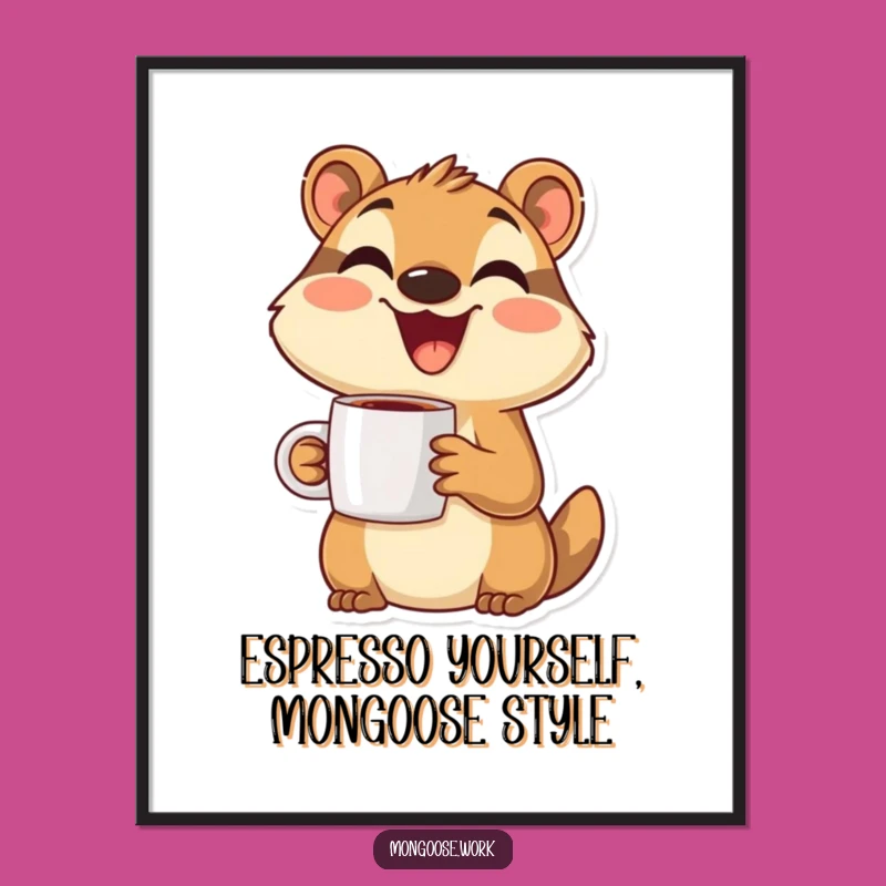 Free Printable Mongoose Coffee Art: Funny Downloadable Gift for Quirky Home Decor