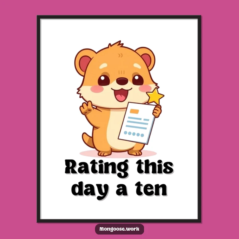 Free Printable Wall Art: Star-Rating Mongoose, Funny Office Decor Downloadable Gift