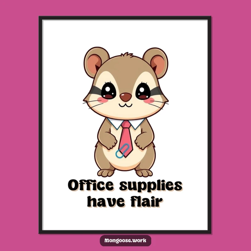 Funny Free Printable Wall Art: Mongoose Paperclip Tie Dapper, Downloadable Art