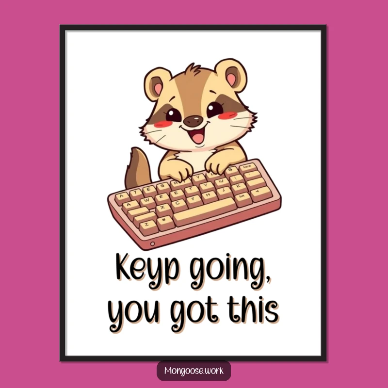 Free Printable Wall Art: Humorous Typing Mongoose, Downloadable DIY Decor!