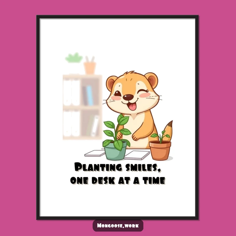 Funny Free Printable Wall Art: Winky Mongoose Desk Plant Decor