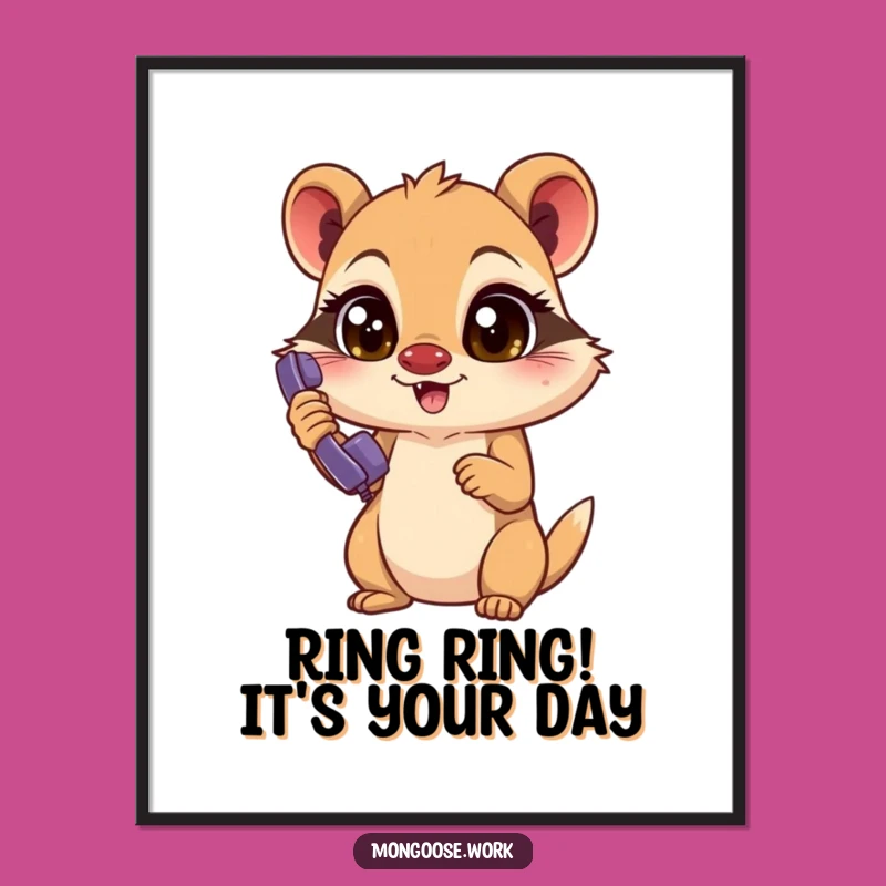 Free Printable Mongoose Phone Call Art: Funny Downloadable Wall Decor DIY Gift!