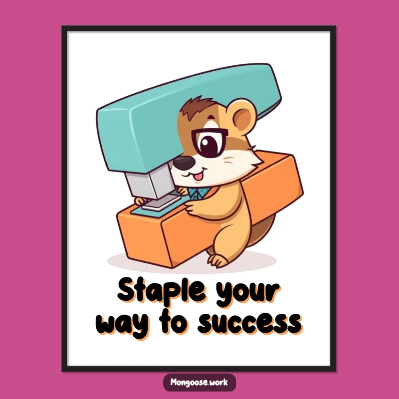 Free Printable Wall Art: Playful Mongoose Hiding - Funny Downloadable Office Decor Gift