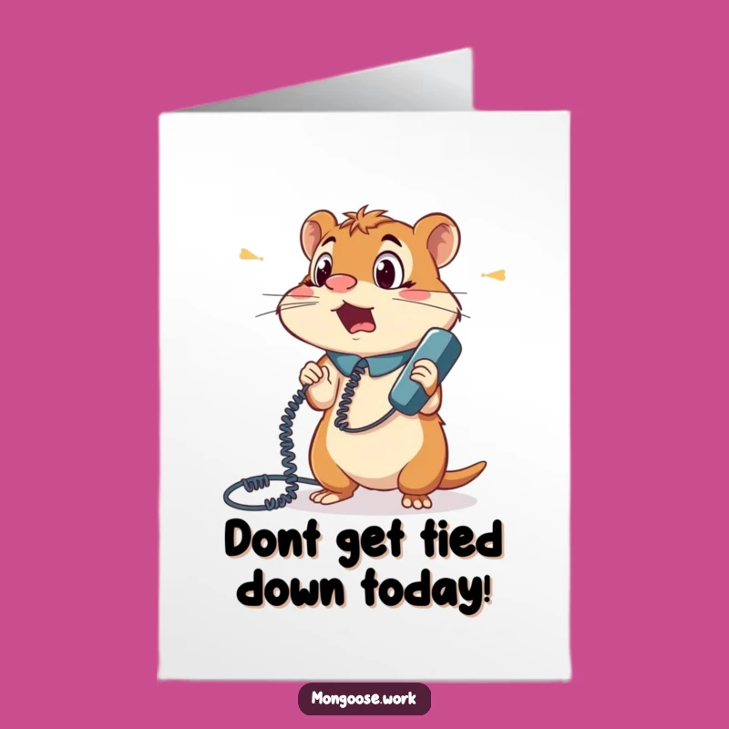 Free Printable Birthday Card: Bewildered Mongoose Phone Chaos - Funny Downloadable Gift