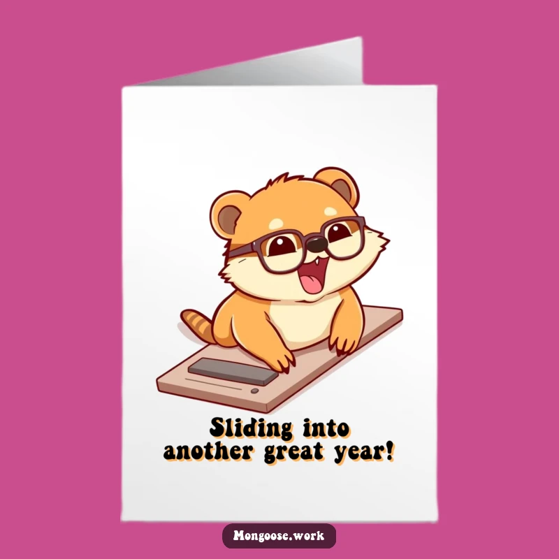Funny Free Printable Birthday Card: Sliding Mongoose Joy, Downloadable Hilarious DIY Gift