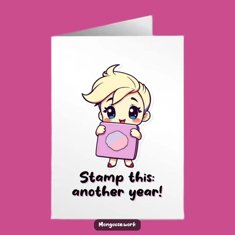 Funny Free Printable Birthday Card: Winking Stamper Character for a Cheerful DIY Gift