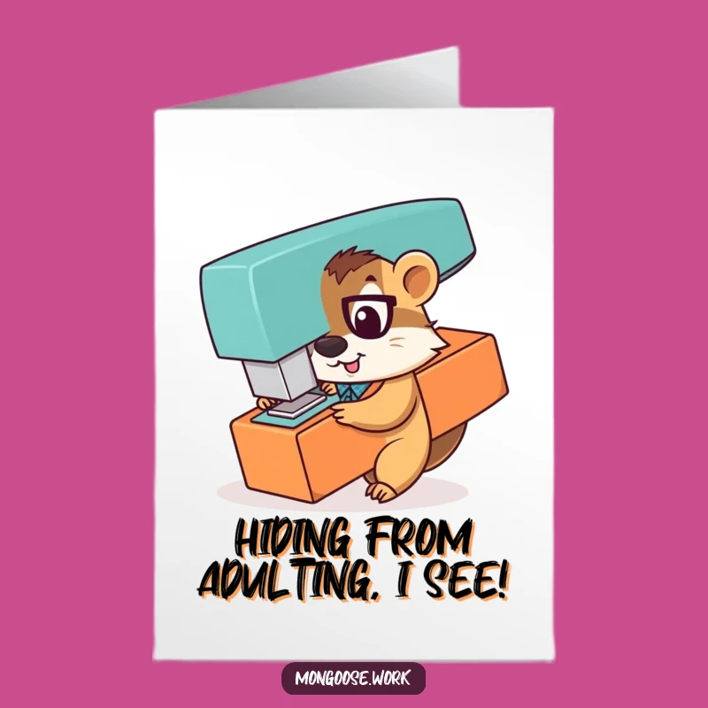 Free Printable Birthday Card: Peek-a-Boo Mongoose - Funny Office Downloadable Gift