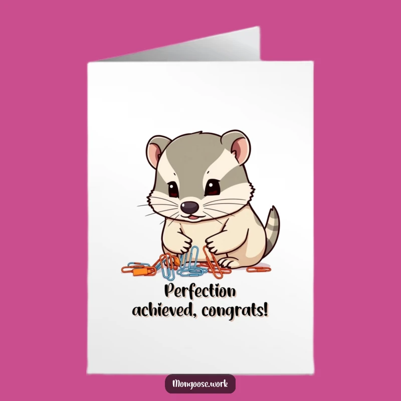 Free Printable Congrats Card: Focused Mongoose Paperclips - Detailed Downloadable Success Gift