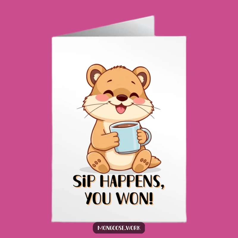 Free Printable Congrats Card: Mongoose Coffee Break, Print at Home