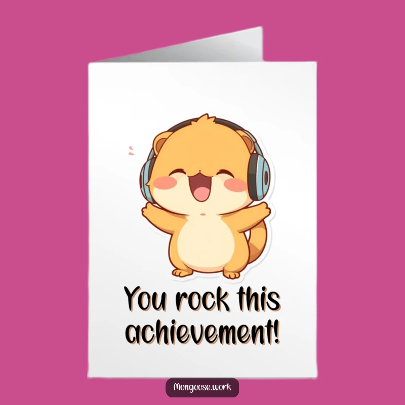 Free Printable Mongoose Jamming Card: Funny Congratulations Downloadable Gift for Music Fans