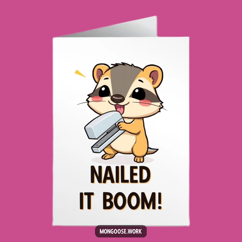 Free Printable Mongoose Congrats Card: Stapler Seal of Approval, Funny Downloadable Success