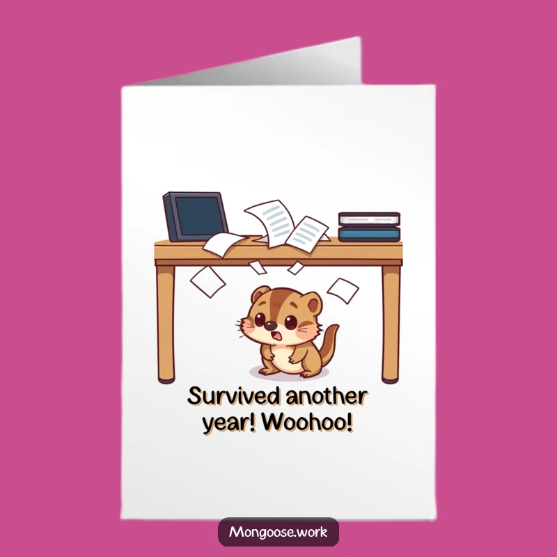 Free Printable Mongoose Card: Hilarious Congratulations for Escaping Chaos - Print at Home