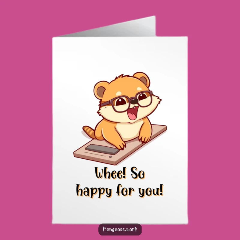 Free Printable Congratulations Card: Mongoose Slide Celebration, Downloadable Humorous DIY Gift