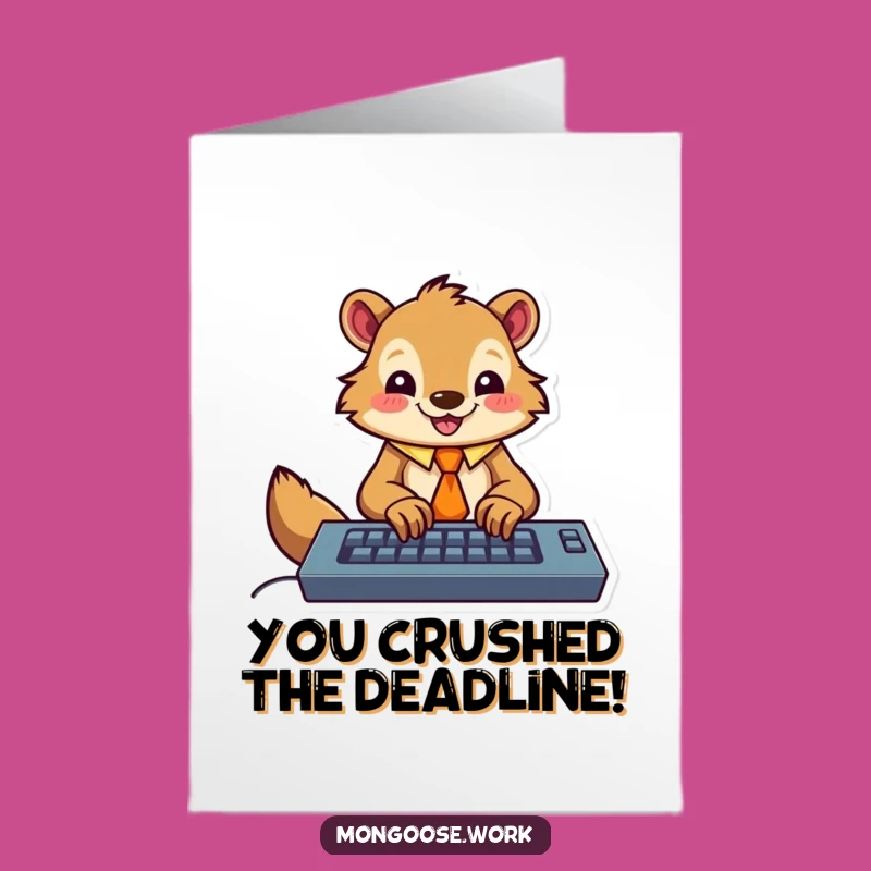Free Printable Congrats Card: Funny Mongoose Keyboard Tie DIY Downloadable Success Gift