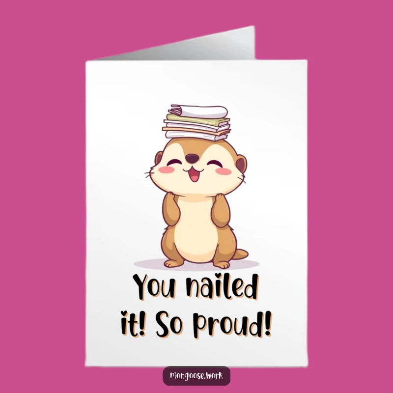 Free Printable Congrats Card: Amusing Mongoose Paper Balance, Joyful Downloadable Gift