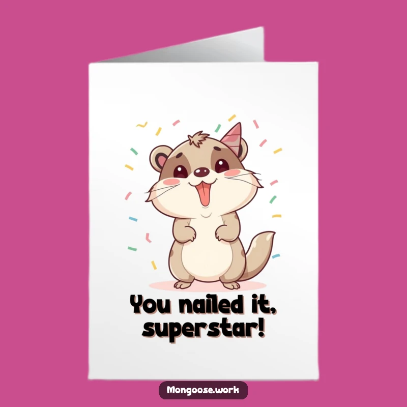 Free Printable Congrats Card: Mongoose Promotion, Confetti Blast, Funny Downloadable Gift