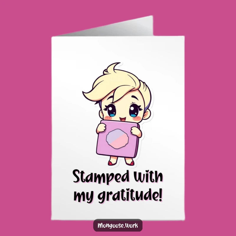 Free Printable Thank You Card: Winking Stamper Character, A Clearly Marked DIY Gift